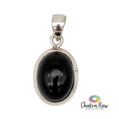 Oval Black Tourmaline Sterling Silver Pendant
