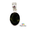 Oval Faceted Moldavite Sterling Silver Pendant
