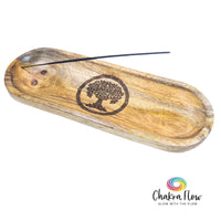 Oval Wood Incense Holder - Tree of Life