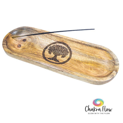 Oval Wood Incense Holder - Tree of Life