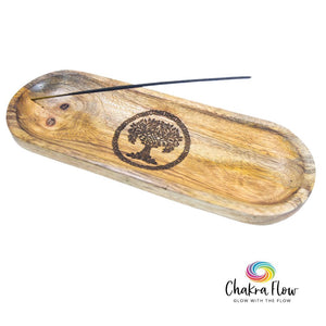 Oval Wood Incense Holder - Tree of Life