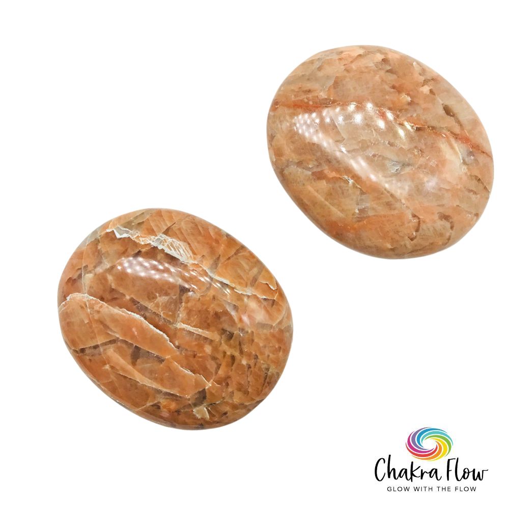 Peach Moonstone Palm Stones