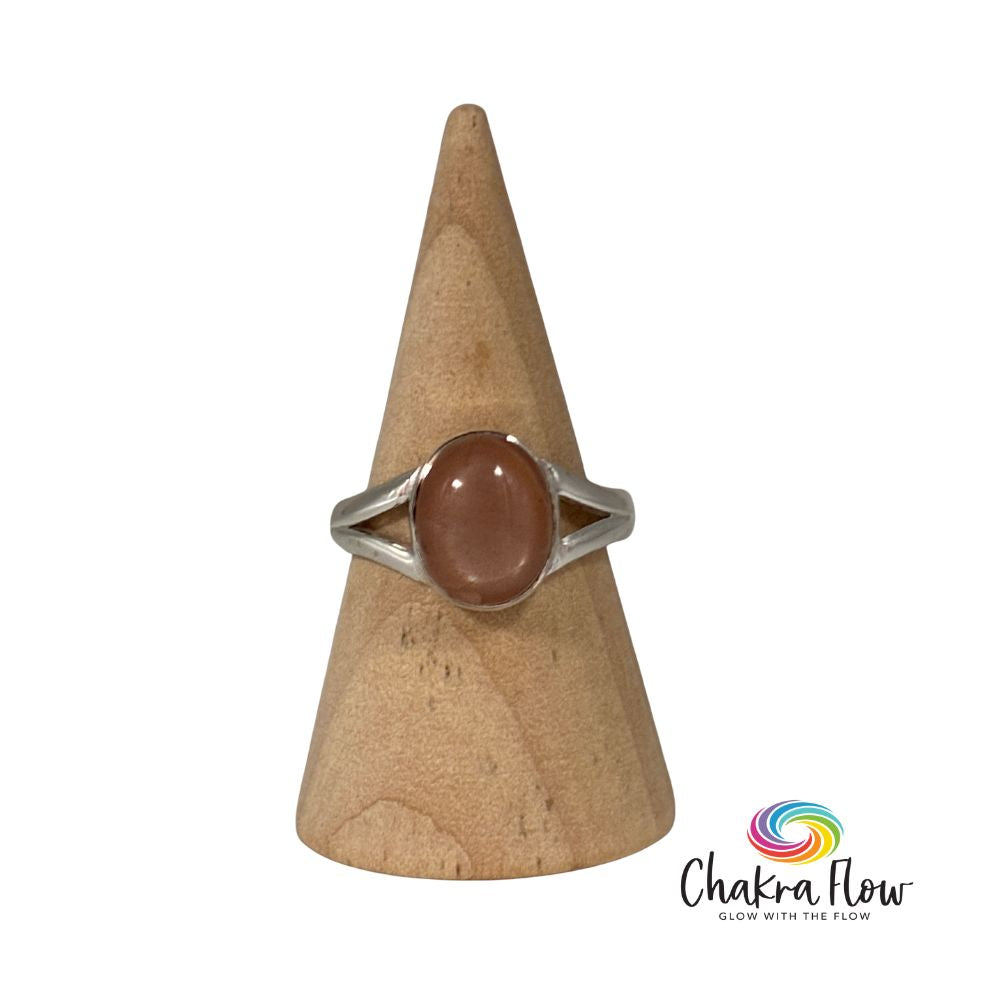 Peach Moonstone Sterling Silver Ring