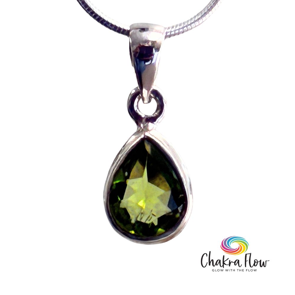 Peridot Faceted Sterling Silver Pendant
