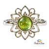 Peridot Lotus Flower Sterling Silver Ring
