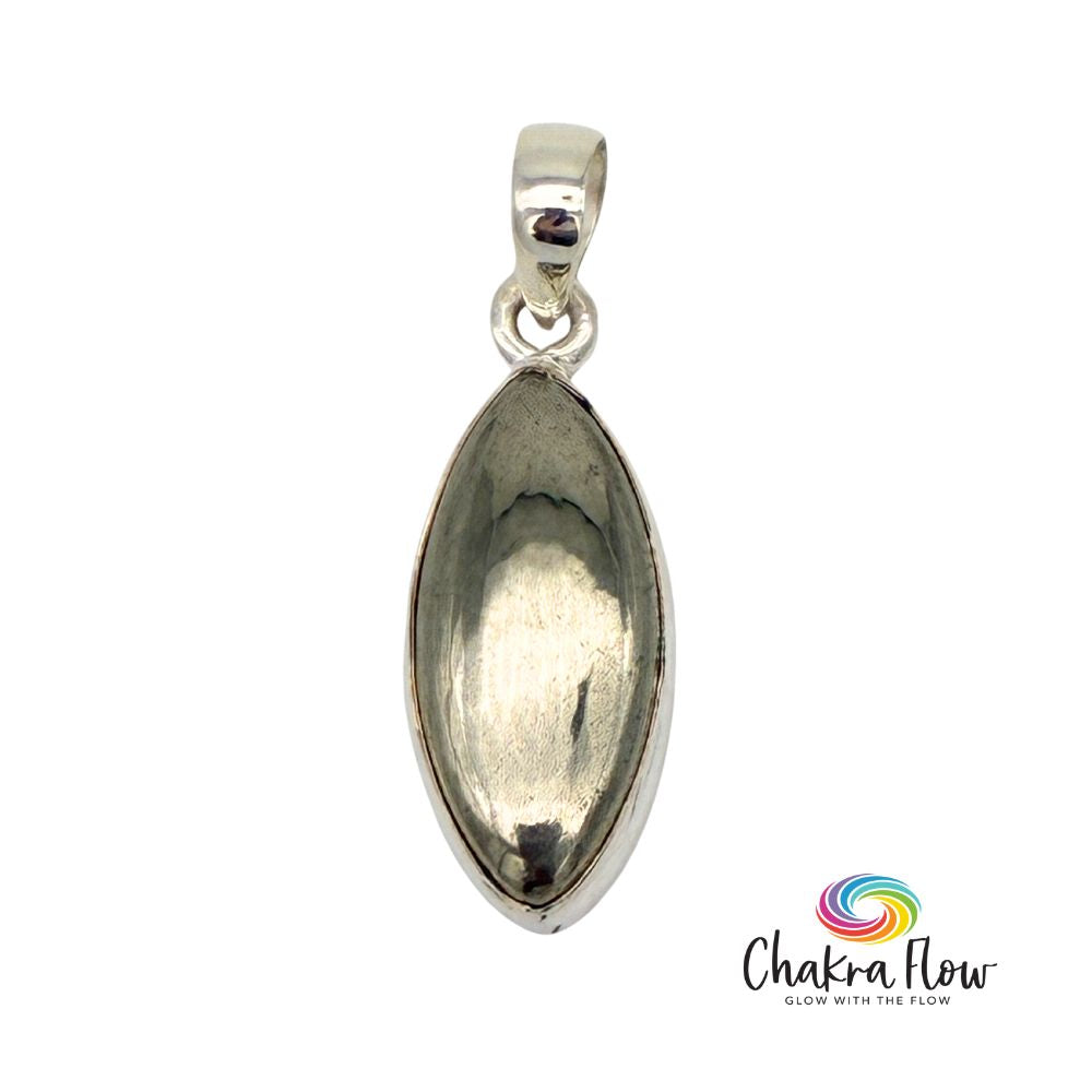 Pyrite Marquise Sterling Silver Pendant