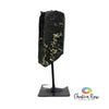 Pyrite on Basalt Specimen on Metal Stand