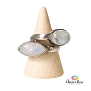 Rainbow Moonstone Adjustable Sterling Silver Ring Size 6