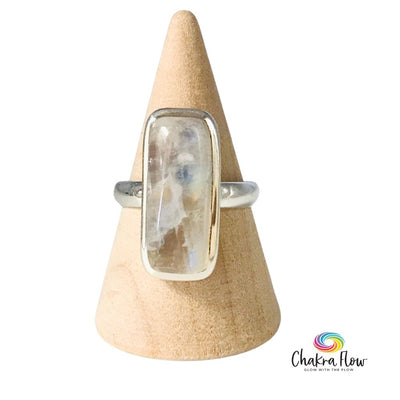 Rainbow Moonstone Sterling Silver Ring Size 6