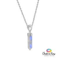 Rainbow Moonstone Sterling Silver Pendant & Chain