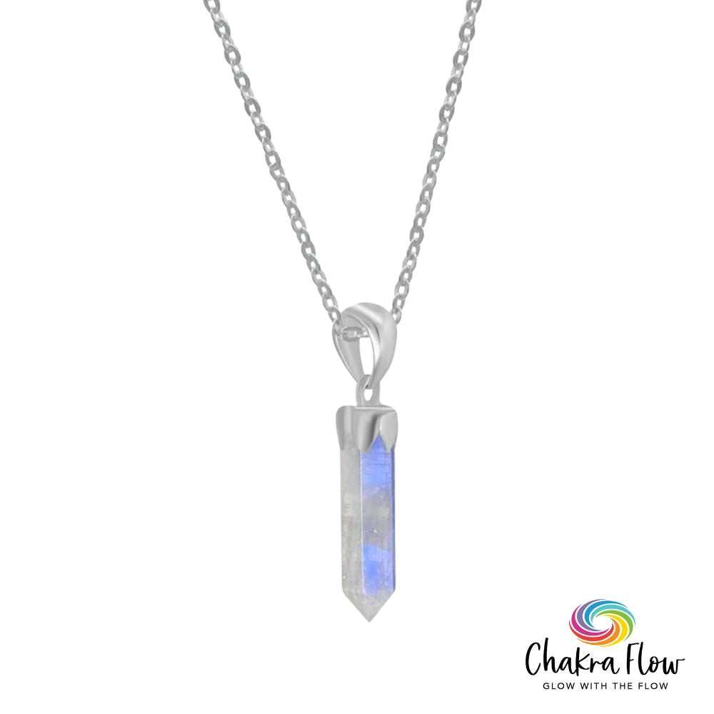 Rainbow Moonstone Sterling Silver Pendant & Chain