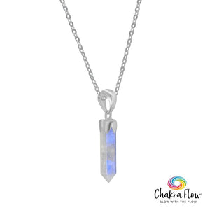 Rainbow Moonstone Sterling Silver Pendant & Chain