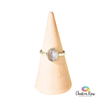 Rainbow Moonstone Sterling Silver Ring Size 4