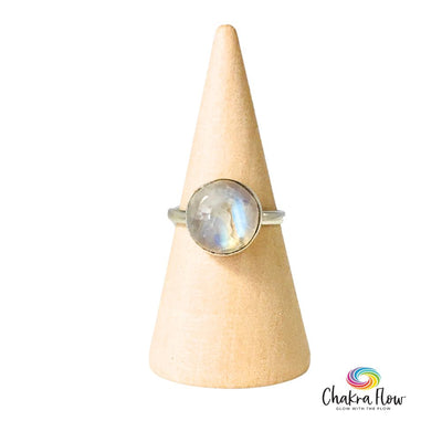 Rainbow Moonstone Sterling Silver Ring Size 5