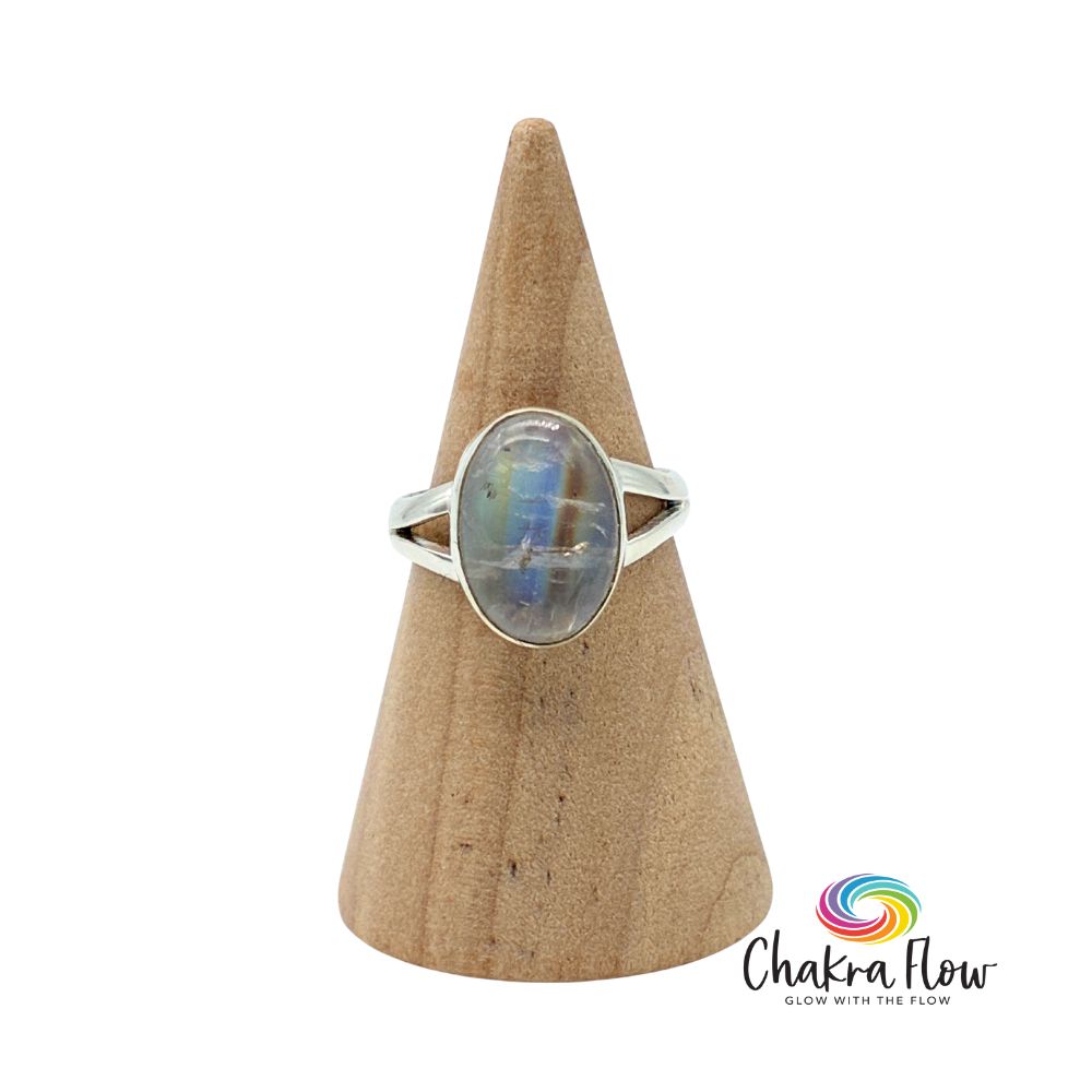 Rainbow Moonstone Sterling Silver Ring