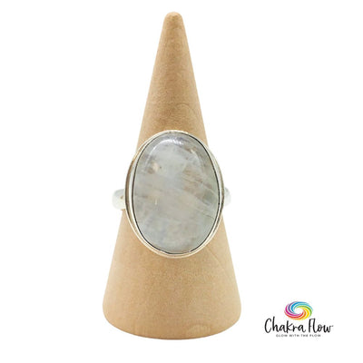 Rainbow Moonstone Sterling Silver Ring Size 7.5