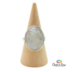 Rainbow Moonstone Sterling Silver Ring Size 7.5