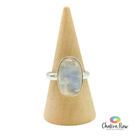 Rainbow Moonstone Sterling Silver Ring Size 7