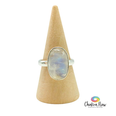 Rainbow Moonstone Sterling Silver Ring Size 7