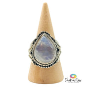 Rainbow Moonstone Sterling Silver Ring Size 8