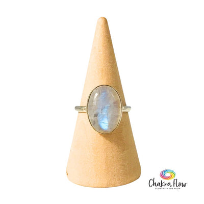 Rainbow Moonstone Sterling Silver Ring Size 6
