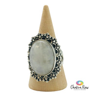 Rainbow Moonstone Sterling Silver Ring Size 9
