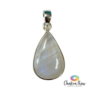 Rainbow Moonstone Teardrop Sterling Silver Pendant