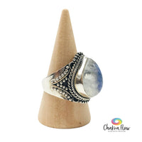 Rainbow Moonstone Sterling Silver Ring Size 8 Side View