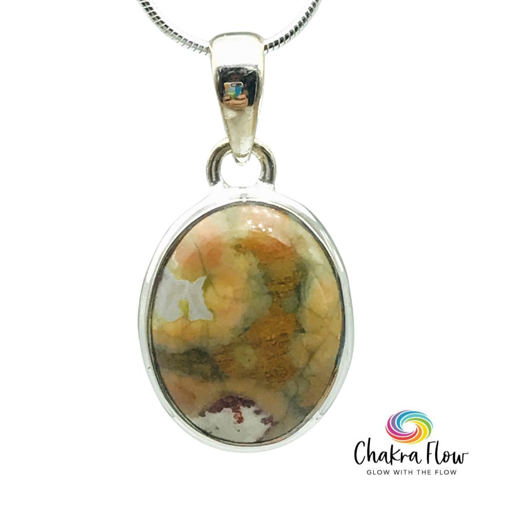 Rainforest Rhyolite Sterling Silver Pendant