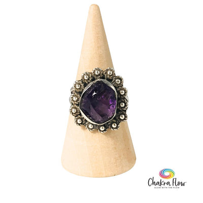 Raw Amethyst Sterling Silver Ring Size 7