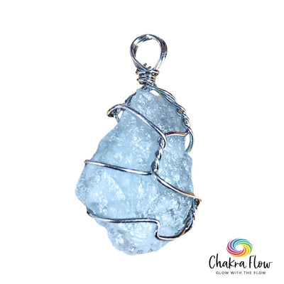 Raw Aquamarine Wire Wrapped Pendant