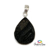 Raw Teardrop Black Tourmaline Sterling Silver Pendant