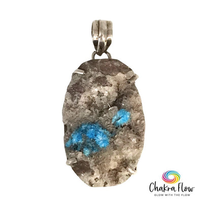 Raw Cavansite Sterling Silver Pendant