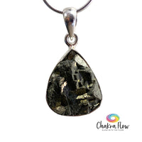 Raw Pyrite Teardrop Sterling Silver Pendant