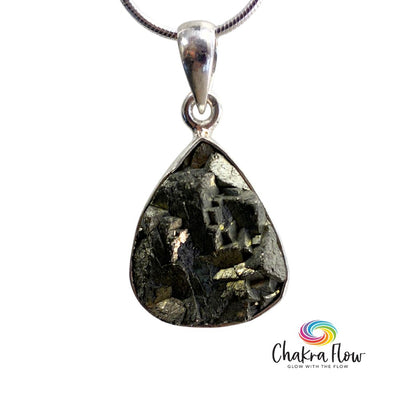 Raw Pyrite Teardrop Sterling Silver Pendant