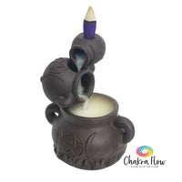 Ceramic Reverse Flow Incense Burner - Triple Cauldrons