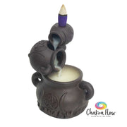 Ceramic Reverse Flow Incense Burner - Triple Cauldrons