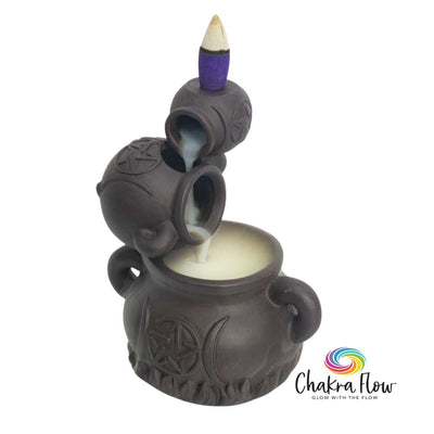 Ceramic Reverse Flow Incense Burner - Triple Cauldrons