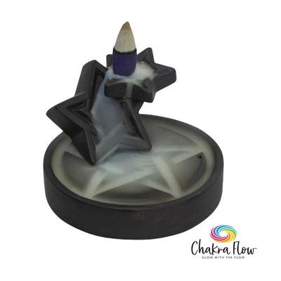 Reverse Flow Ceramic Incense Burner - Tripple Pentacles