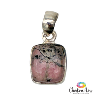 Rhodonite Square Sterling Silver Pendant