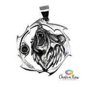 Roaring Bear & Citrine Sterling Silver Pendant