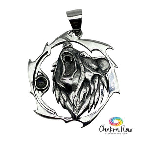 Roaring Bear & Citrine Sterling Silver Pendant