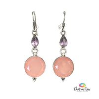 Rose Quartz & Amethyst Sterling Silver Earrings