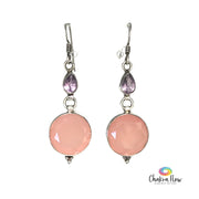 Rose Quartz & Amethyst Sterling Silver Earrings