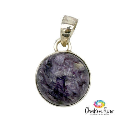 Round Charoite Sterling Silver Pendant
