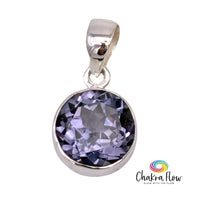 Round Faceted Alexandrite Sterling Silver Pendant