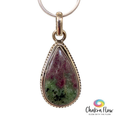 Ruby In Zoisite Sterling Silver Teardrop Pendant