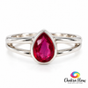 Faceted Teardrop Ruby Sterling Silver Ring
