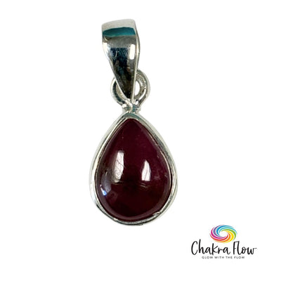 Ruby Teardrop Sterling Silver Pendant