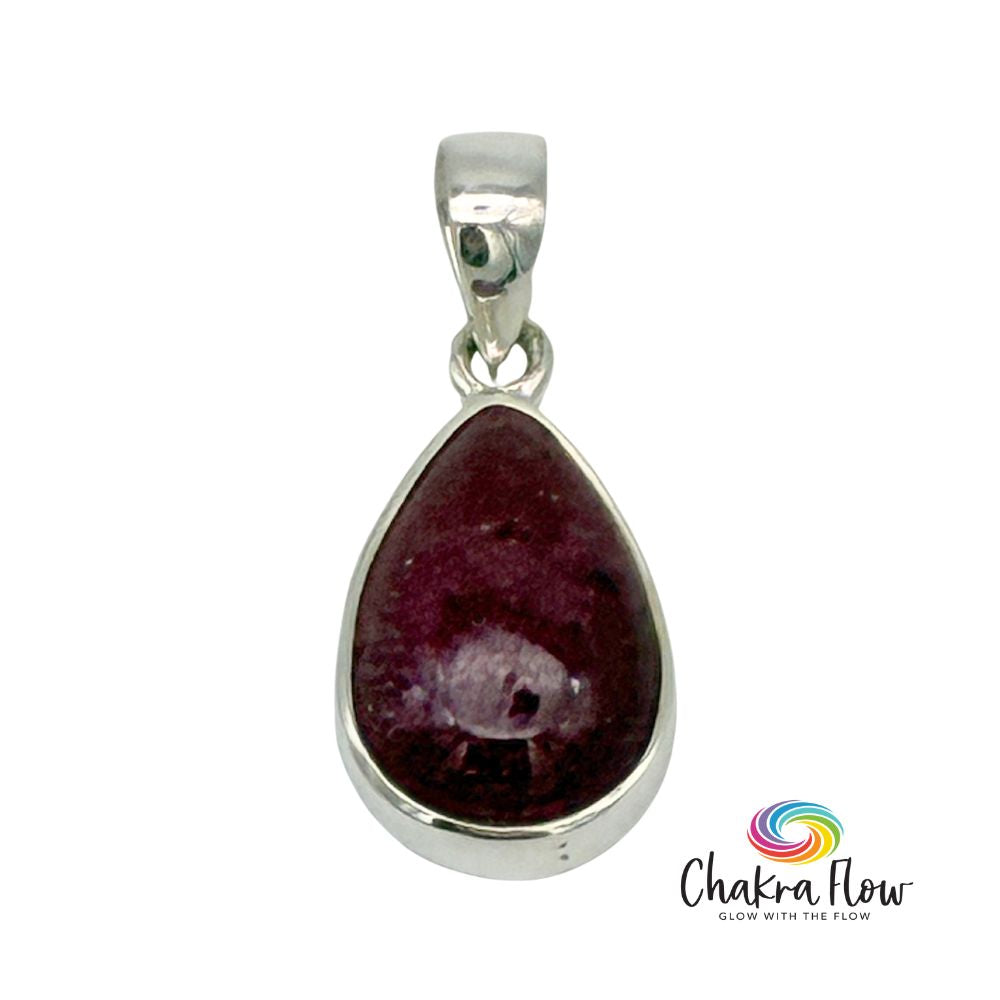 Ruby Teardrop Sterling Silver Pendant